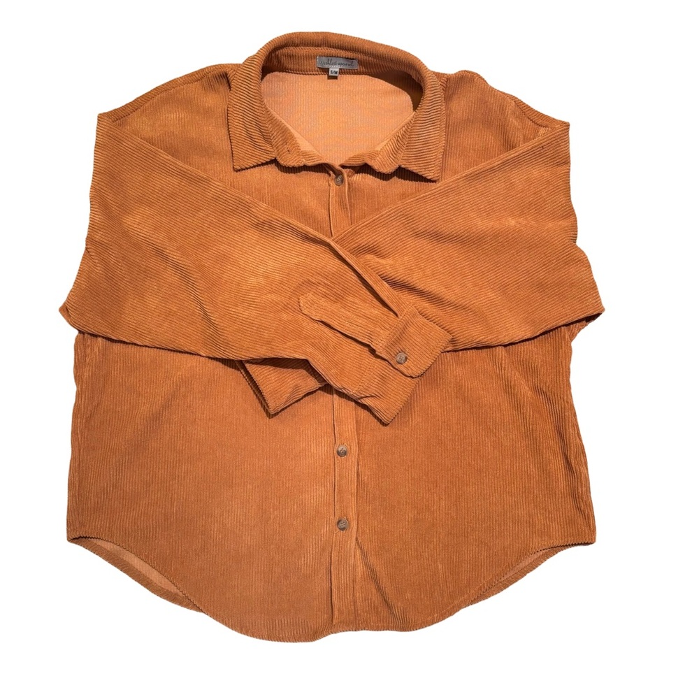 Wishlist Apparel Women’s Oversized Button Down Cordorouy Camel Shacket Size S/M